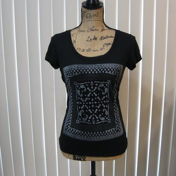 NWT Express black bandana graphic tee t shirt top XS extra small - Picture 1 of 6